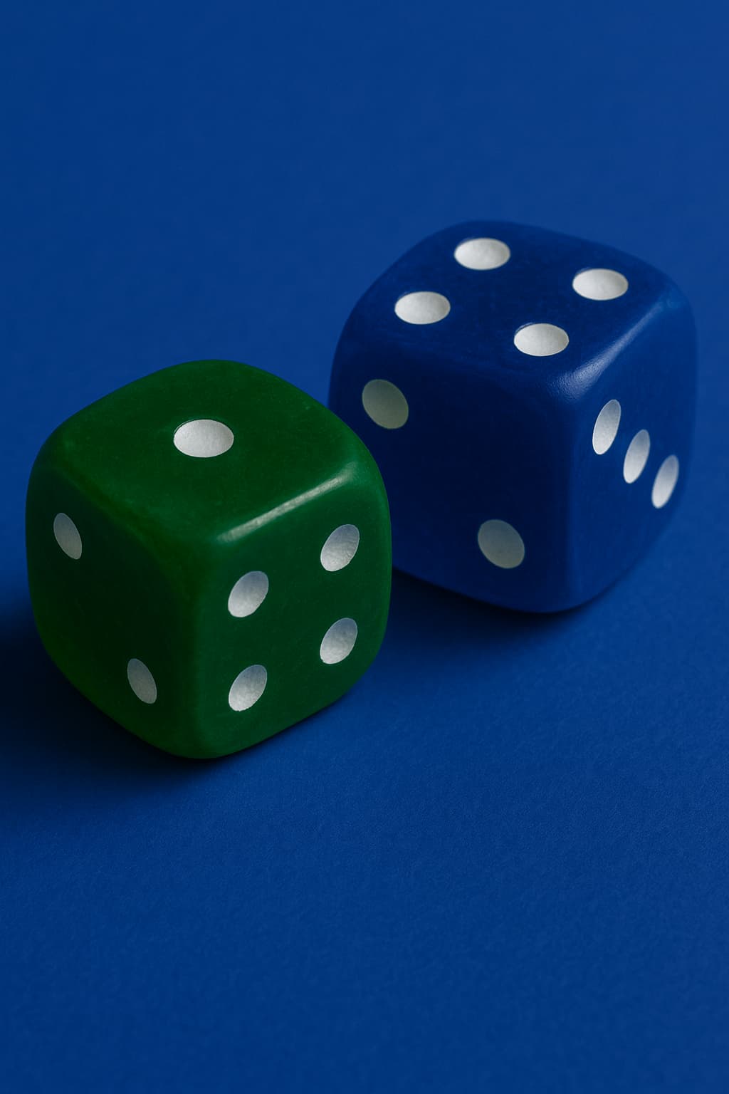 Dois dados: um verde e outro azul